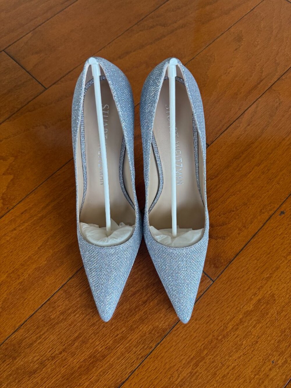 Stuart Weitzman 100 Pump Silver Pointed Toe Heels Women's Silver 9.5 B SAVE $100 - Picture 7 of 9